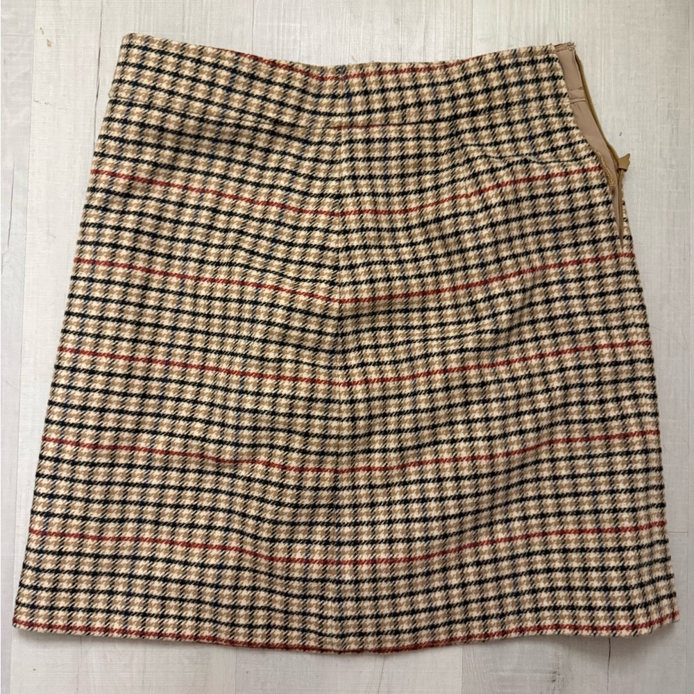 J. Crew Factory Beige Black and Red Plaid Mini Skirt